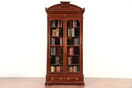 Victorian Antique Walnut & Burl Library Bookcase, Wavy Glass Doors #29734