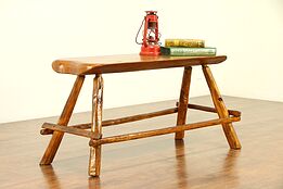 Rustic Cypress Bench, Signed Wonky Wood Works, Canada #30402