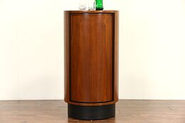 Midcentury Modern 1960's Vintage Teak Round Bar or Liquor Cabinet, RS Associates