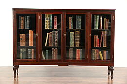 Mahogany Antique 4 Door Bookcase or China Display Cabinet, Adjustable Shelves