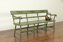 Hitchcock Antique 1850 New England Deacon or Hall Bench, Painted Settle #31522