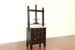 Oak Bookbinder 1800 Antique English Press & Cabinet