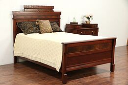 Victorian Eastlake Antique Walnut & Burl 2 Pc Bedroom Set, Full Size Bed  #29851