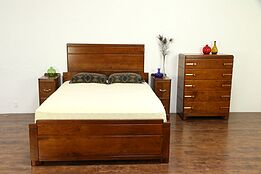 Midcentury Modern Streamline Vintage Queen Size Bed, Deskey #30499