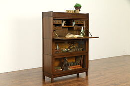Oak Antique Craftsman Stacking 2 Section Bookcase & Desk #32027
