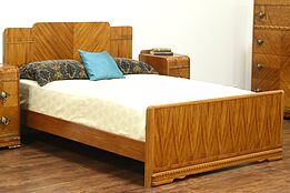 Waterfall Design Art Deco 1935 Vintage Bed, Full or Double Size