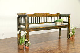 Painted Country Pine Antique Bohemian Hall Bench or Settee #31615