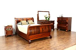 Empire Antique 4 Pc. Bedroom Set, Full Size Sleigh Bed, Signed Berkey & Gay