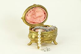 Art Nouveau Antique 1900 Jewelry Box, Gilt Bronze Finish #31264