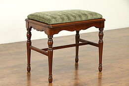 Maple Antique 1925 Bench, New Upholstery #31474
