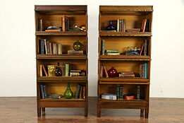 Pair Arts & Crafts Mission Oak Antique Lawyer 4 Stack Craftsman Bookcases #31987