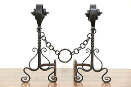 Wrought Iron Antique Fireplace Andirons, Cyril Colnik?