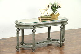 Carved & Painted Louis XVI Style Oval Bench or Coffee Table