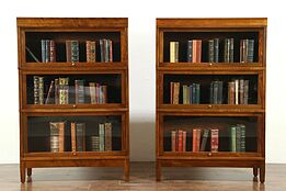 Pair Antique 3 Stack Lawyer Craftsman Bookcases, Signed Mead & Wheeler
