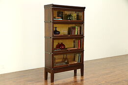 Oak Antique 4 Stack Lawyer Bookcase, Signed Globe Wernicke, Wavy Glass #30709