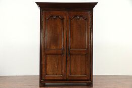 Country French Antique 1750 Carved Walnut Armoire or Wardrobe #29966