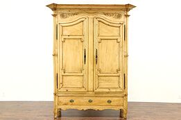 Country Pine Carved French Provincial Antique 1870 Armoire or Wardrobe