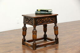 Renaissance Carved Walnut Stool, Bench or Chairside Table Signed Kittinger