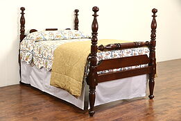 Empire Full or Double Size 1830's Antique Walnut 4 Poster Rope Bed