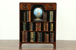 Traditional Mahogany 1930's Vintage Library Bookcase, Adjustable Shelves