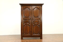 Italian Antique 1780 Carved Walnut Armoire, Wardrobe or Closet   #30979