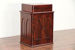Victorian Gothic Antique Mahogany Sewing, Bar or Console Cabinet #29937