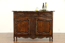Country French Antique Carved Oak Sideboard, Server or Buffet #32250