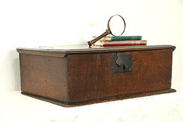 Georgian Antique 1760 Oak Bible Box, Document Chest, Original Lock #32289