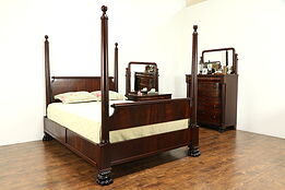 Empire Antique Mahogany 3 Pc. Bedroom Set, Queen Size Poster Bed #32388