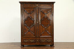 Oak Country Provincial French Antique 1770 Armoire, Closet or Wardrobe #32815