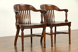 Oak Quarter Sawn Antique Banker, Office or Library Desk Chairs, Welch  A #32871