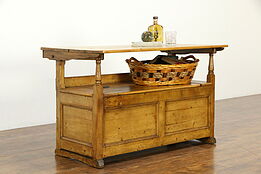 Country Pine Antique English Bench, Flip Top Table or Server #33710