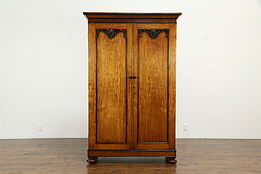 Anglo Indian Antique Rosewood & Satinwood Bookcase or Armoire & Desk #33703
