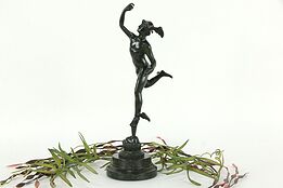 Mercury Bronze Sculpture after Giambologna, Green Marble Base #35305