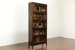 Lawyer Antique Craftsman 5 Stack Bookcase, Wavy Glass Doors, Signed Macey #34239