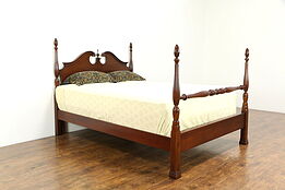 Traditional Mahogany Vintage Queen Size Poster Bed, Acorn Finials #34695