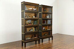 Pair of Antique Oak 5 Stack Globe Wernicke Lawyer Bookcases, All Original #34787