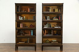 Pair of Antique Oak 5 Stack Globe Wernicke Signed Lawyer Bookcases #34788