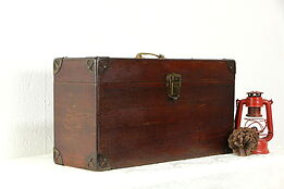 Mahogany Antique Box or Case, Corner Mounts, Brass Handle #35221
