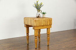 Maple Antique Butcher Chopping Block, Kitchen Pantry Island, Wine Table  #35327