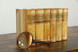 Gold Tooled Leather Set of 6 Books Churchill Memoirs Swedish #35493
