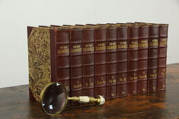 Leatherbound 10 Volume Danish Encyclopedia Book Set, Illustrated, 1940 #35521