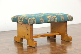 Country Pine Vintage Farmhouse Bench or Footstool, New Upholstery #34624