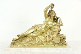 Classical Antique French Bronze Sculpture Grape Harvest Statue, Hellant #35700