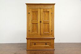 Scandinavian Antique Country Farmhouse Oak Armoire Signed & Dated 1915 #35734