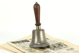 Brass Antique English Schoolmaster Bell, Mahogany Handle #35865