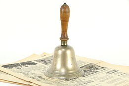Brass Antique English Schoolmaster Bell, Cherry Handle #35868