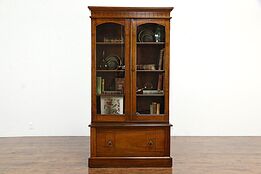 Victorian Eastlake Antique 1870 Walnut Office Bookcase or China Cabinet #35929