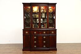Traditional Vintage Breakfront China Cabinet or Bookcase & Desk, Saginaw #33829