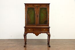 Chinoiserie Painted Lacquer Antique China or Bar Cabinet, Berkey & Gay #35066